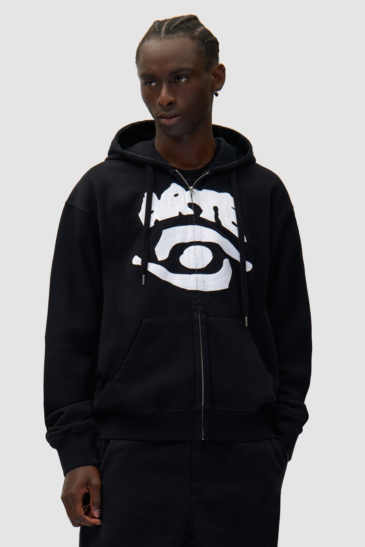 Sweat à capuche zippé Eye - Noir