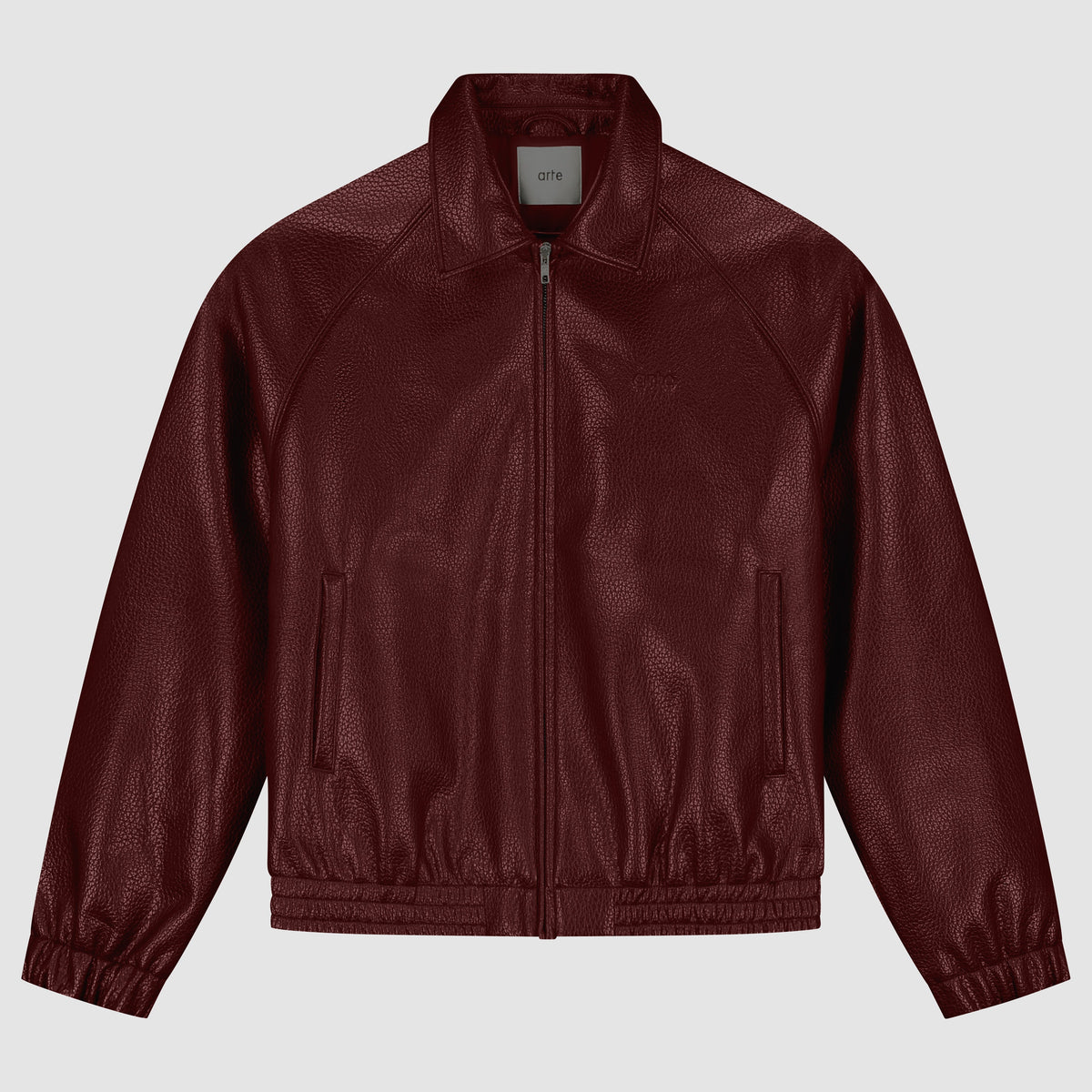 Veste en cuir basique - Bordeaux