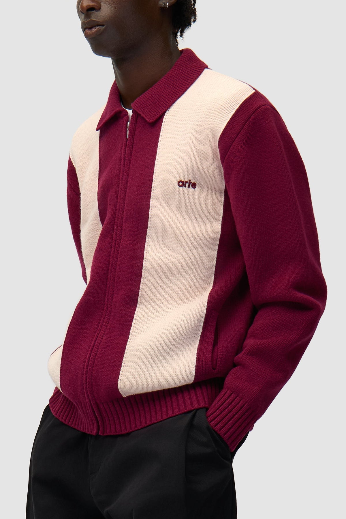 Cardigan - Bordeaux/Crème