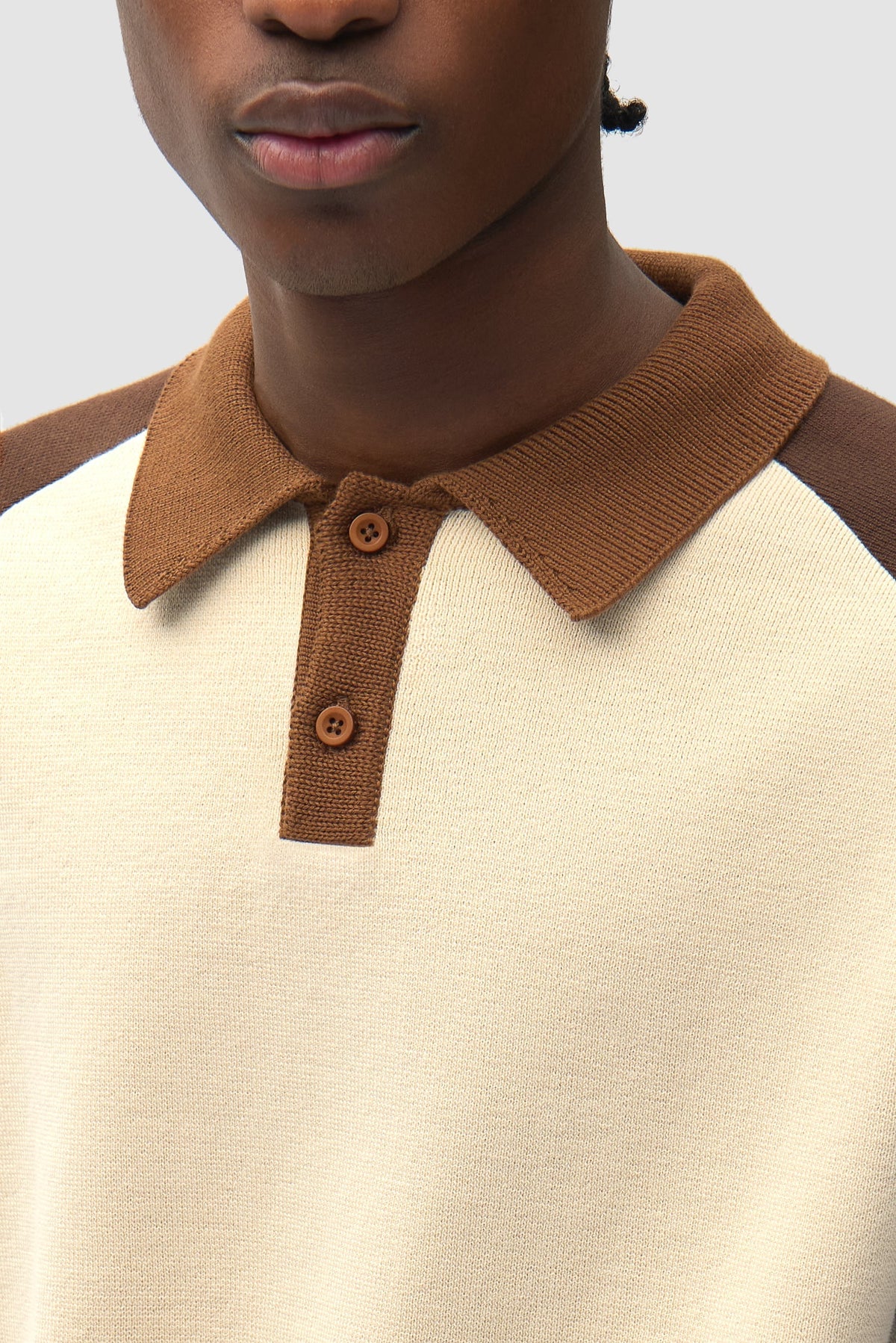 Polo en maille - Marron/Crème