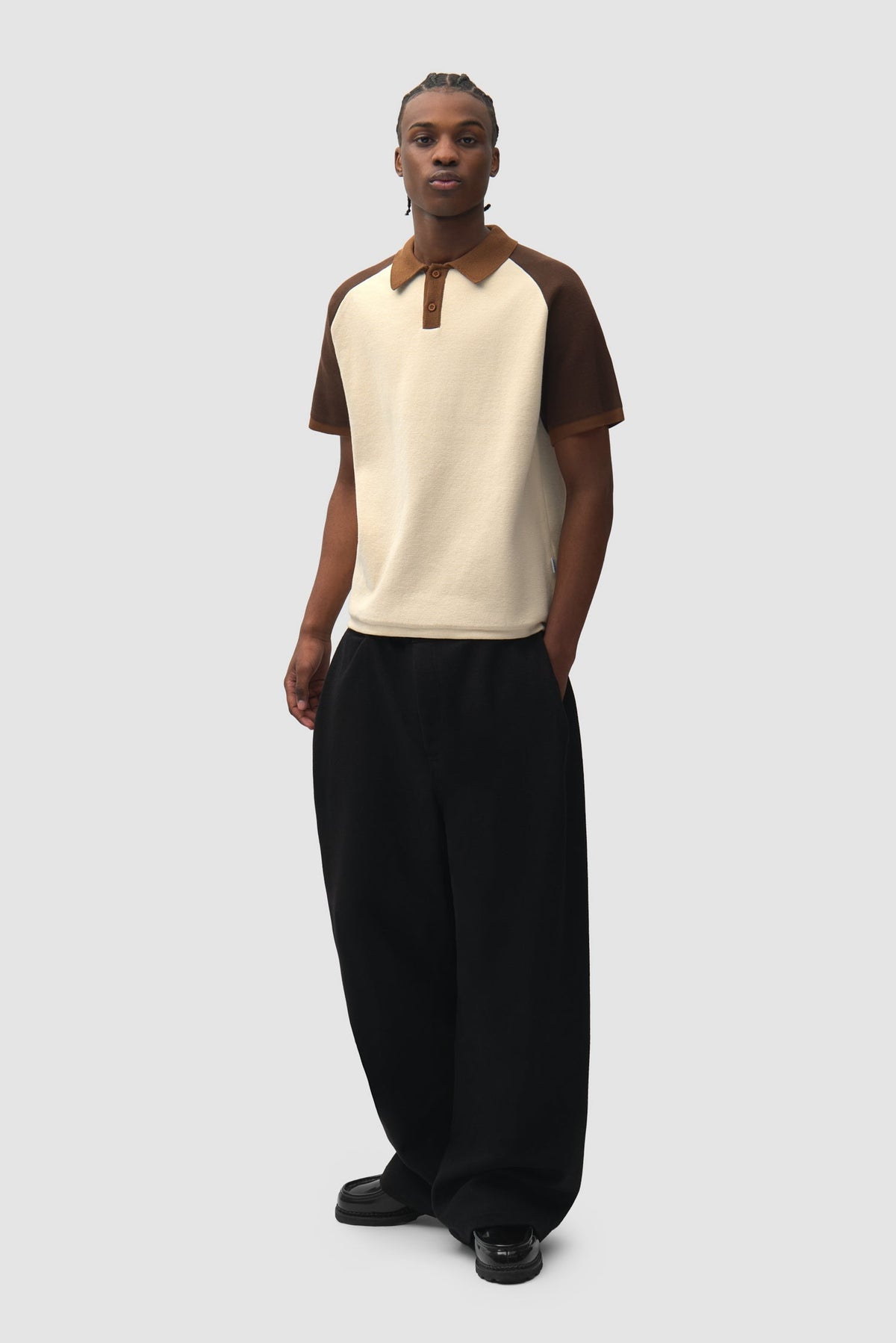 Pantalon de galerie plissé en laine - Noir