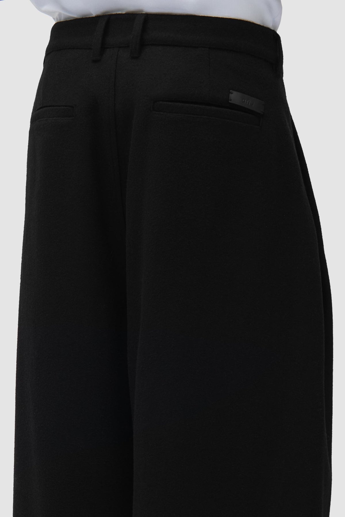 Pantalon de galerie plissé en laine - Noir