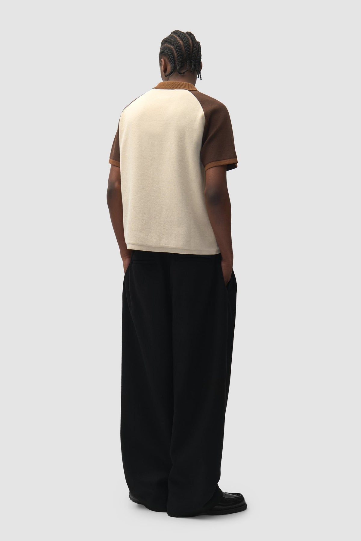 Pantalon de galerie plissé en laine - Noir