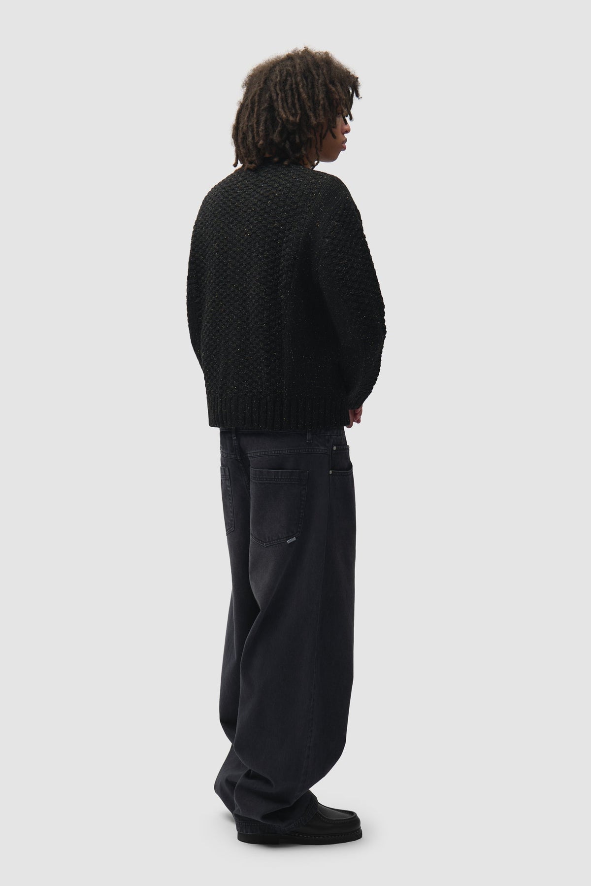 Cardigan en maille torsadée à motif moucheté - Noir