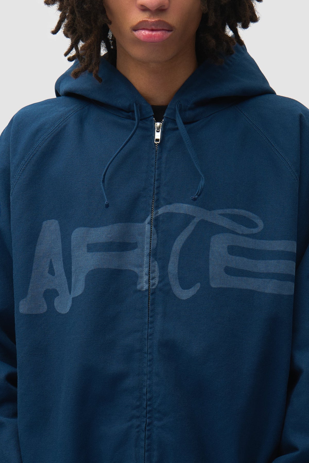 Veste à capuche en toile imprimée au pochoir - Bleu marine