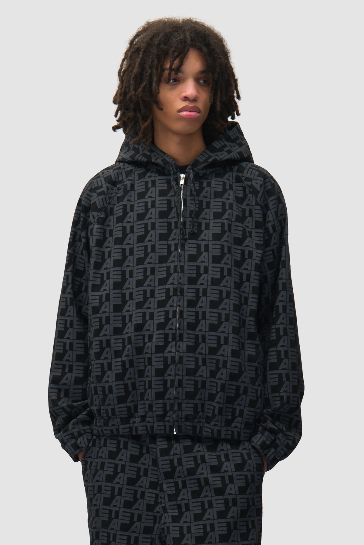 Veste en jean à carreaux sur toute la surface - Jean noir