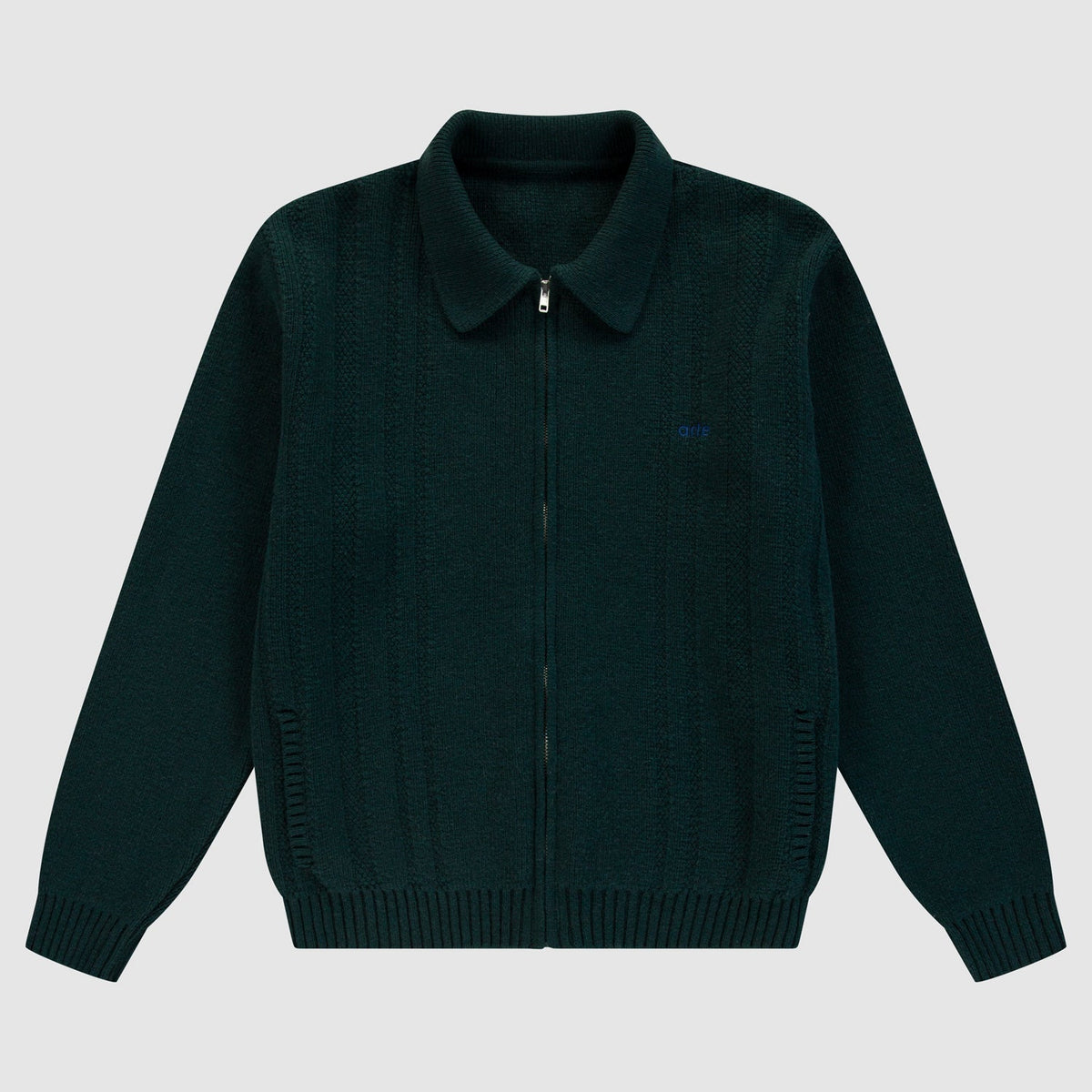 Cardigan à fermeture éclair et motif torsadé - Vert