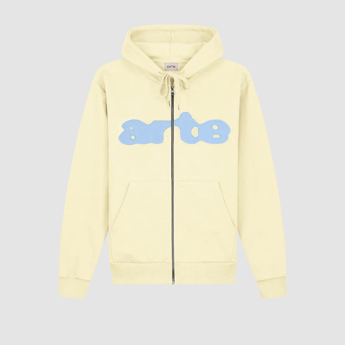 Sweat à capuche zippé brodé - Crème
