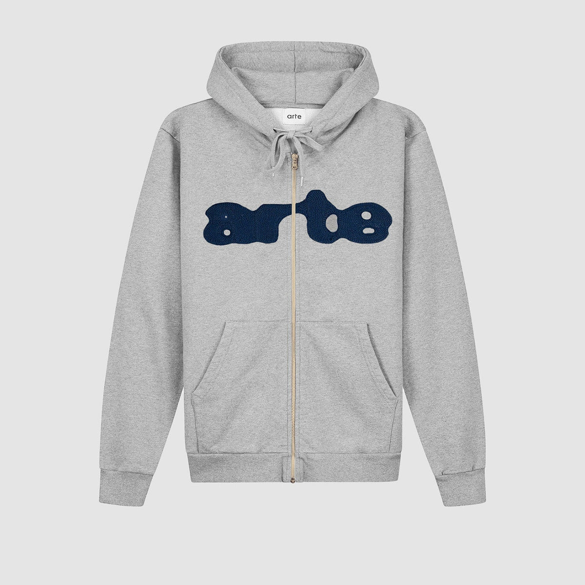 Sweat à capuche zippé brodé - Gris