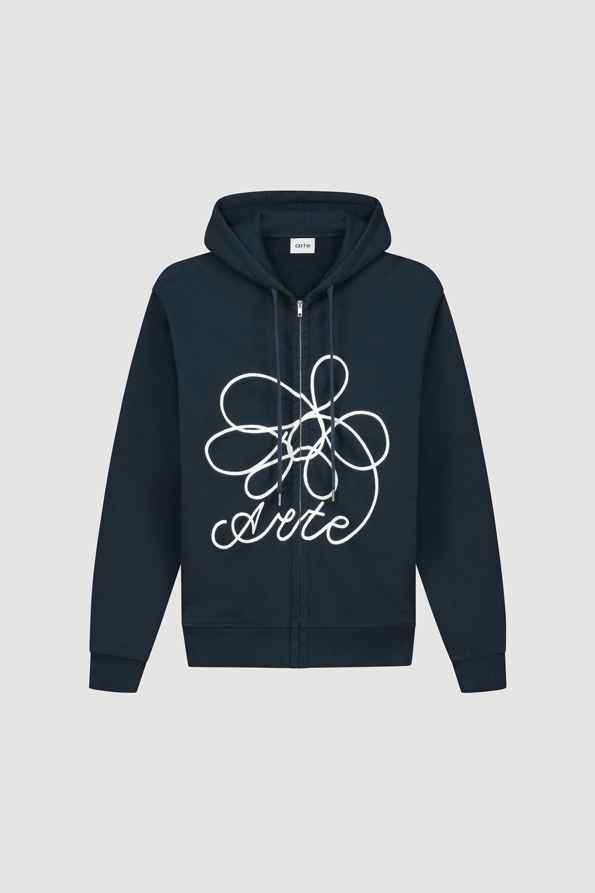 Sweat à capuche zippé avec logo fleuri - Marine