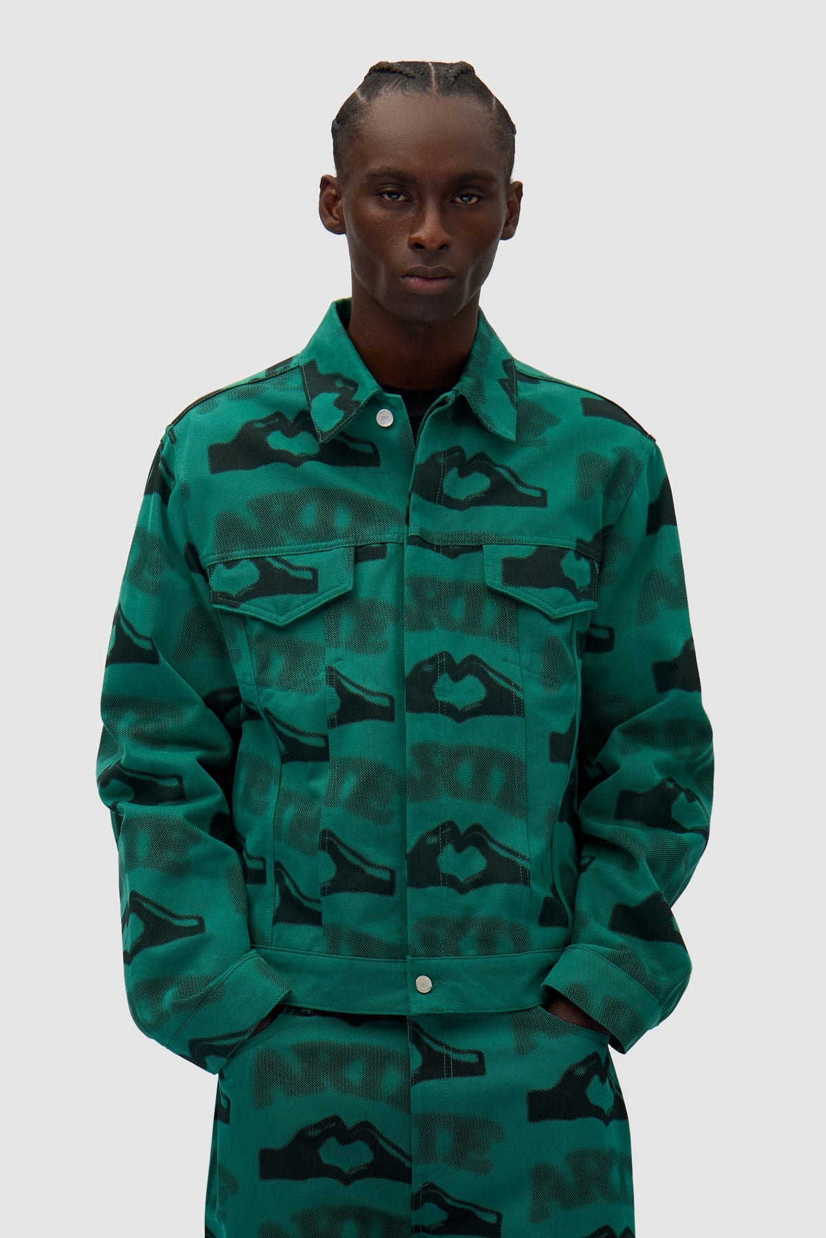 Veste imprimée en forme de cœur - Vert