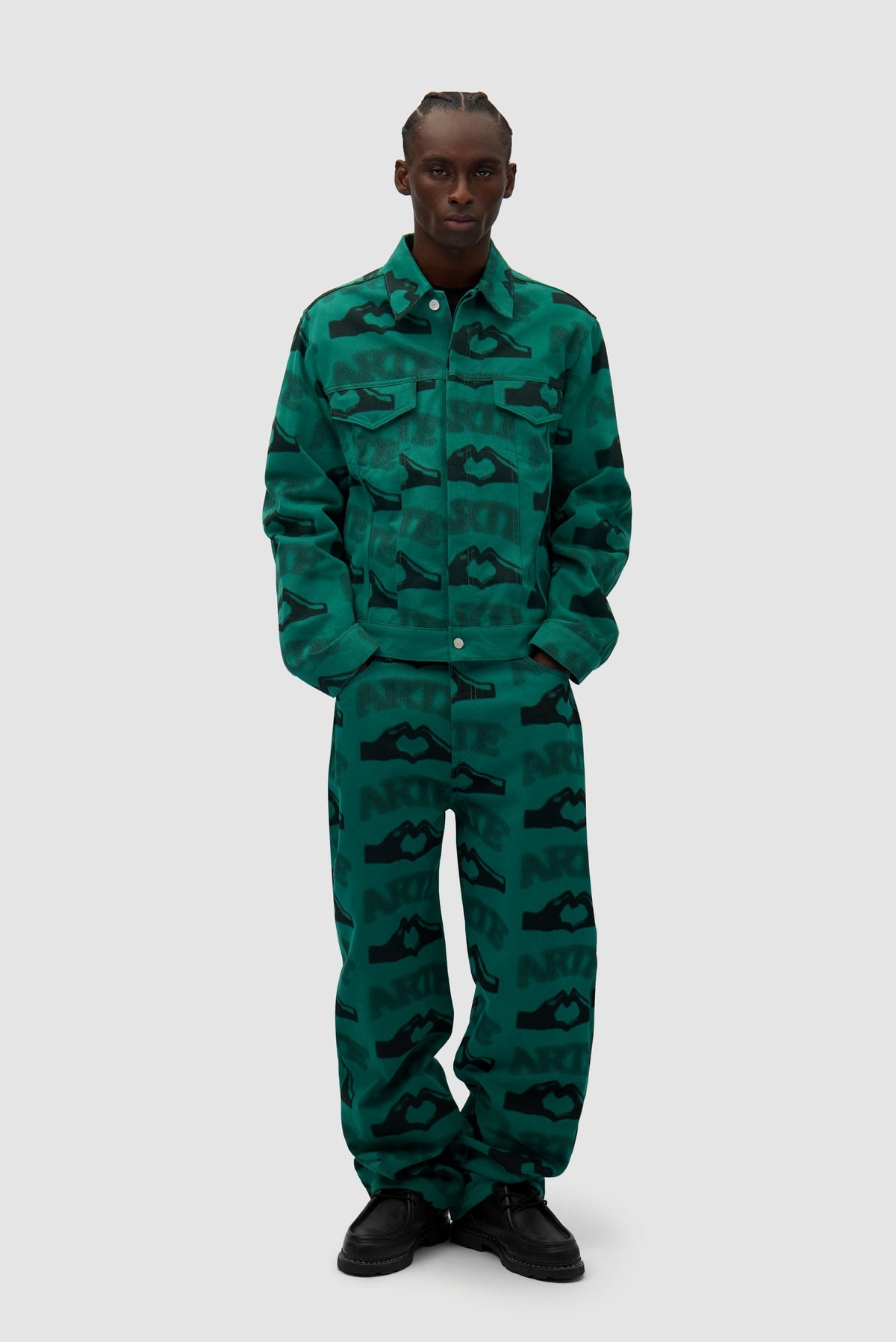 Pantalon imprimé en forme de cœur - Vert