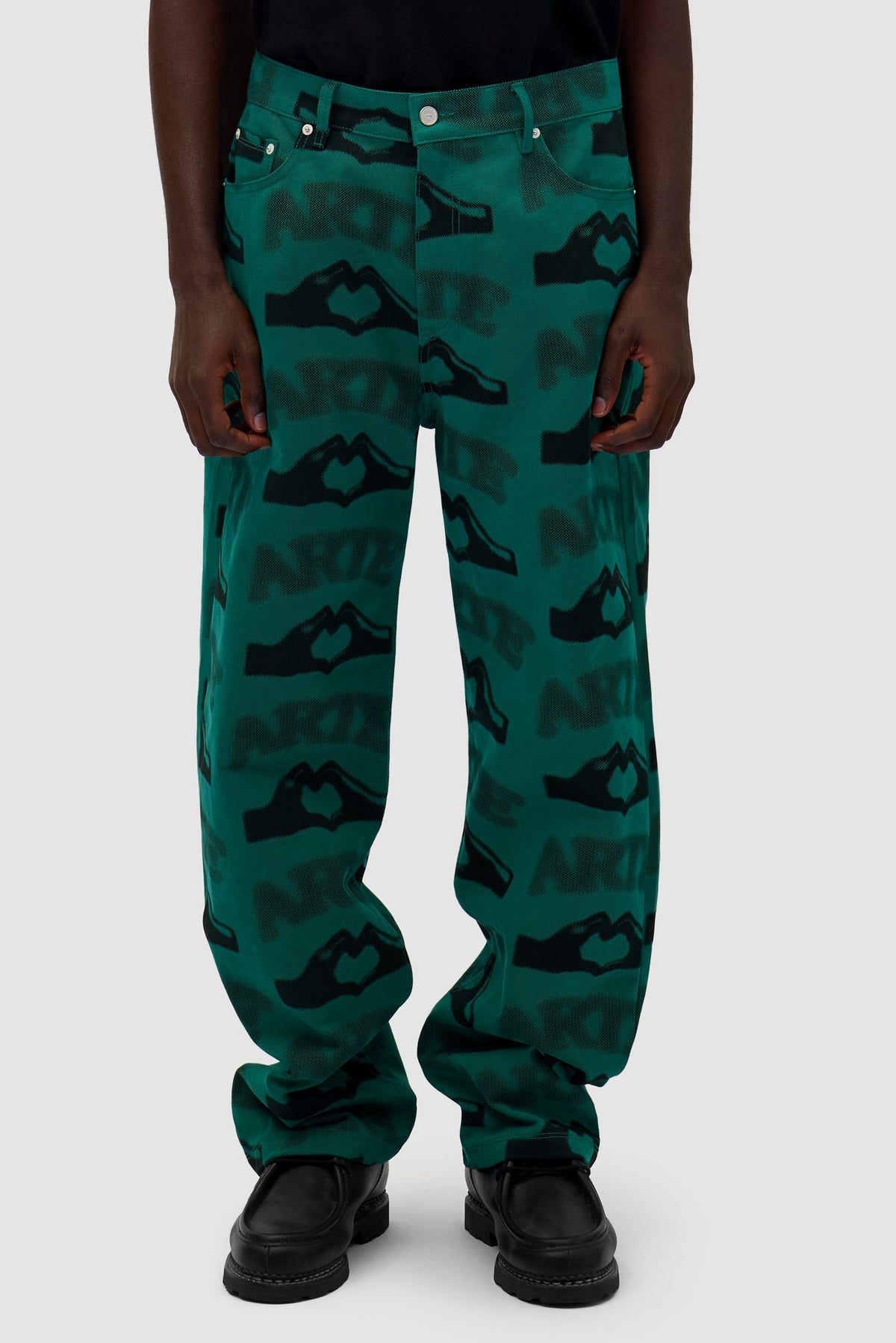 Pantalon imprimé en forme de cœur - Vert