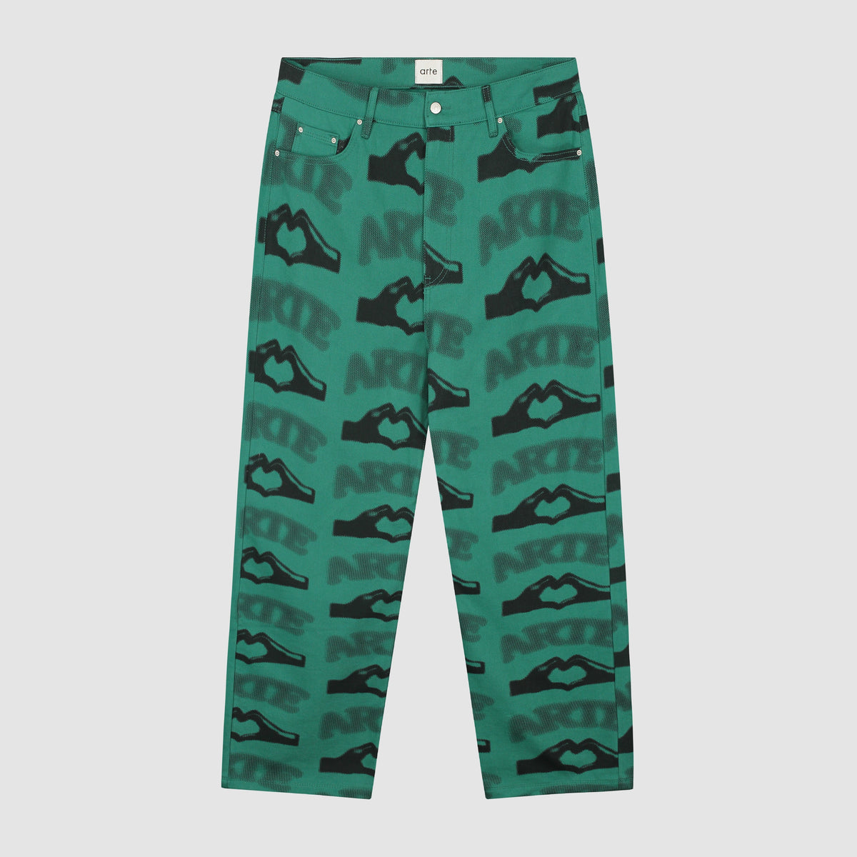 Pantalon imprimé en forme de cœur - Vert
