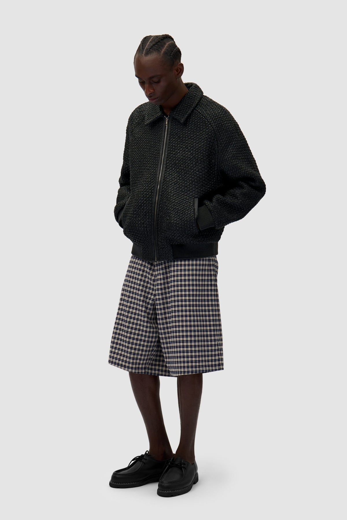 Veste en cuir tressé - Noir