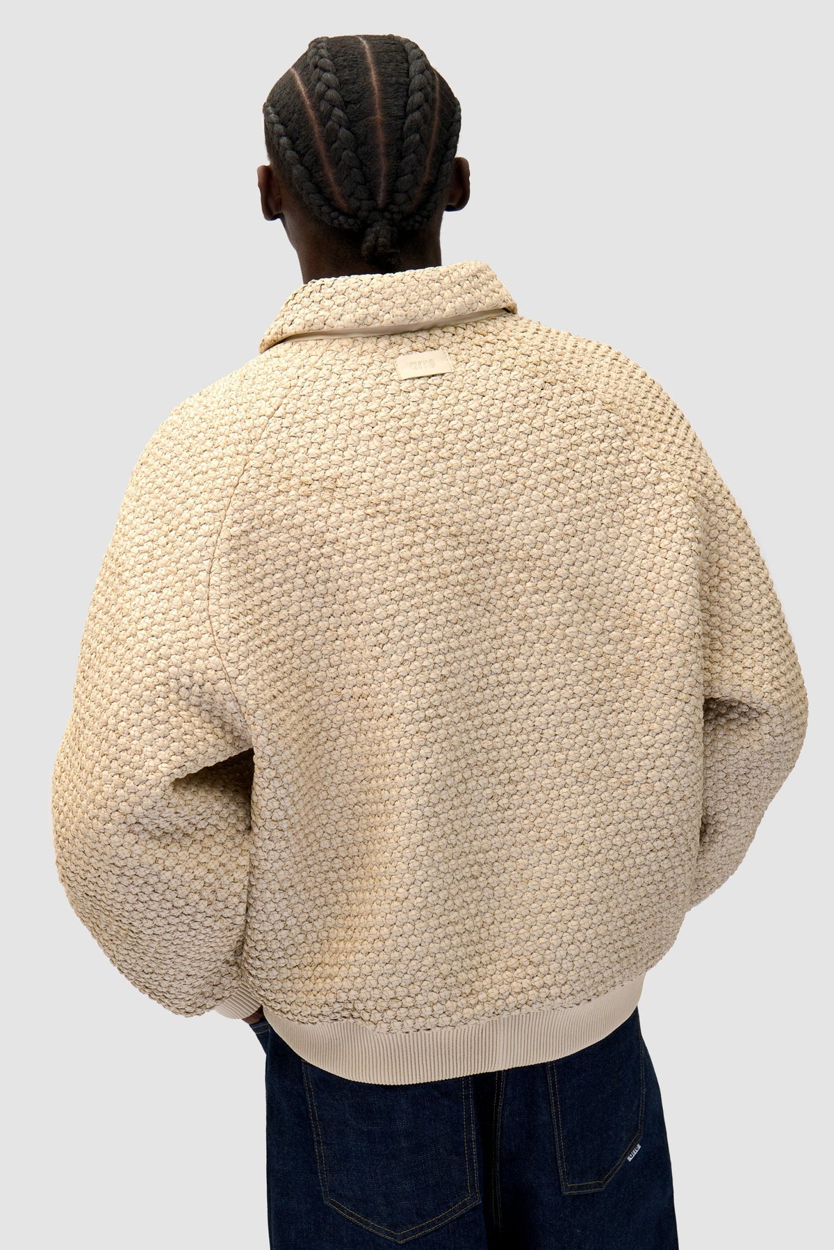 Veste en cuir tressé - Crème