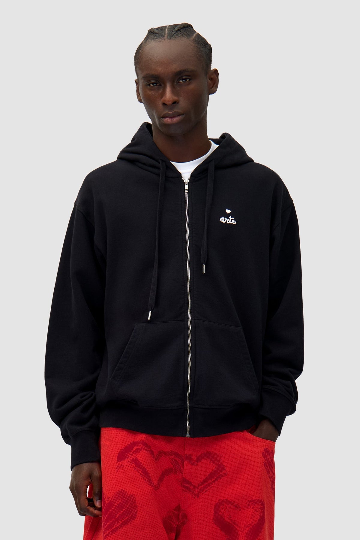 Sweat à capuche zippé Heart - Noir