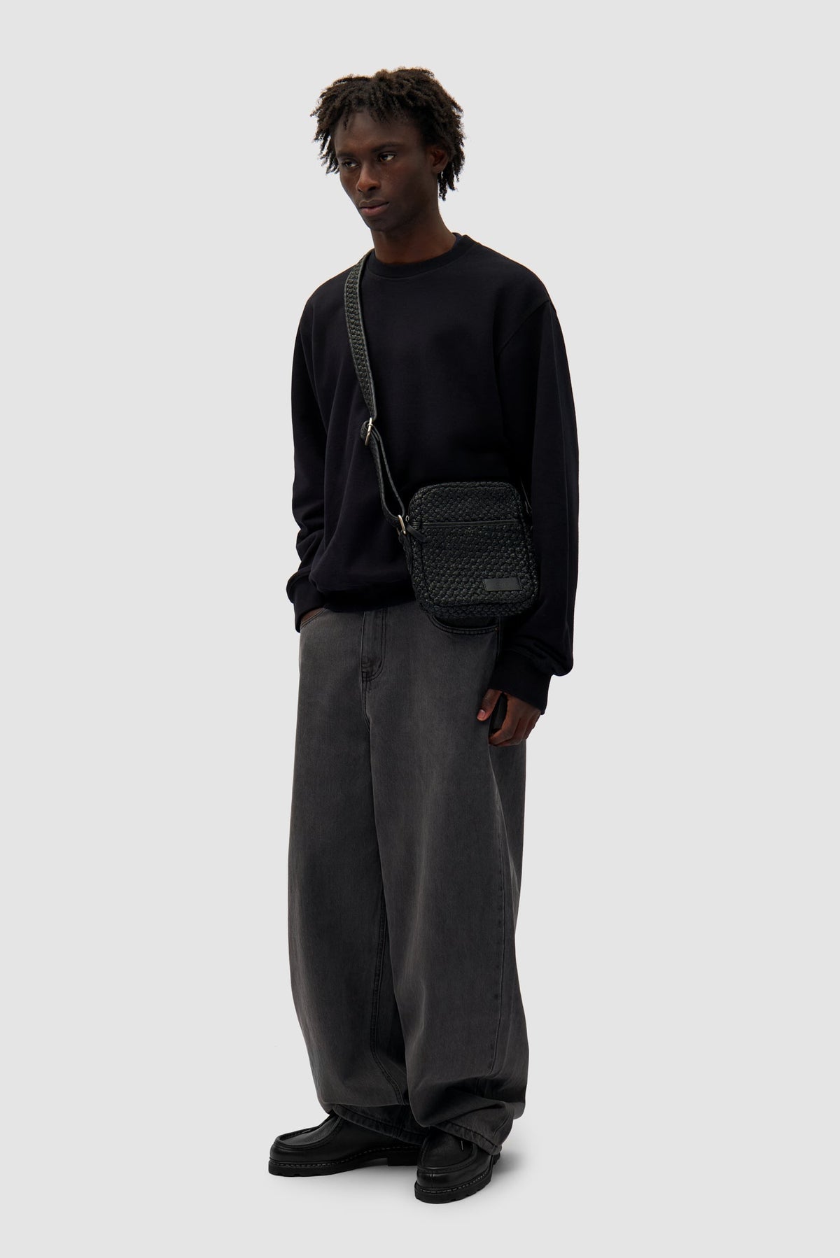 Petit sac en cuir tressé - Noir