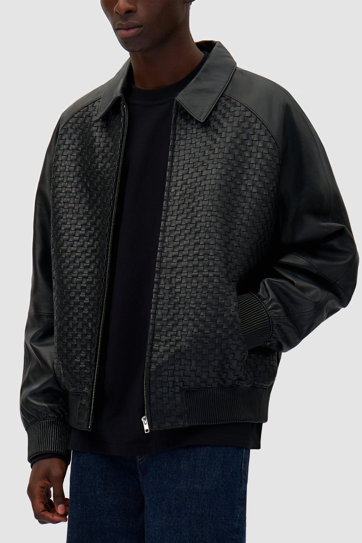 Veste en cuir Square - Noir