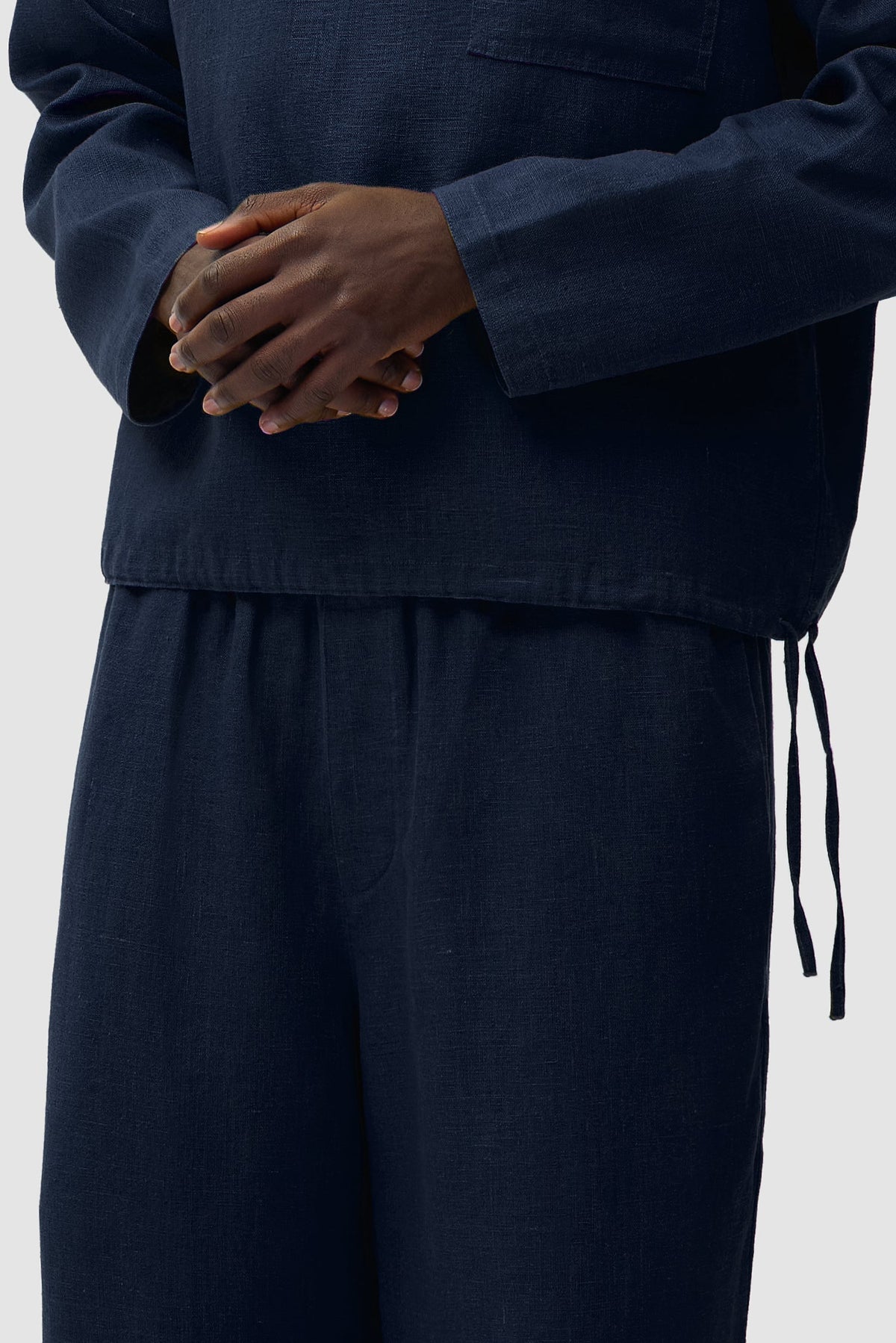 Pull à fermeture éclair quart de longueur en lin - Bleu marine