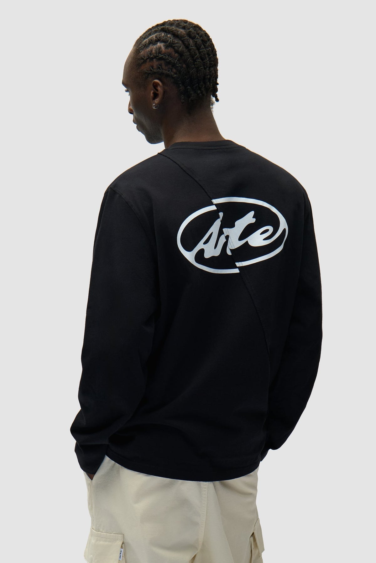 T-shirt à manches longues avec logo cercle dans le dos - Noir