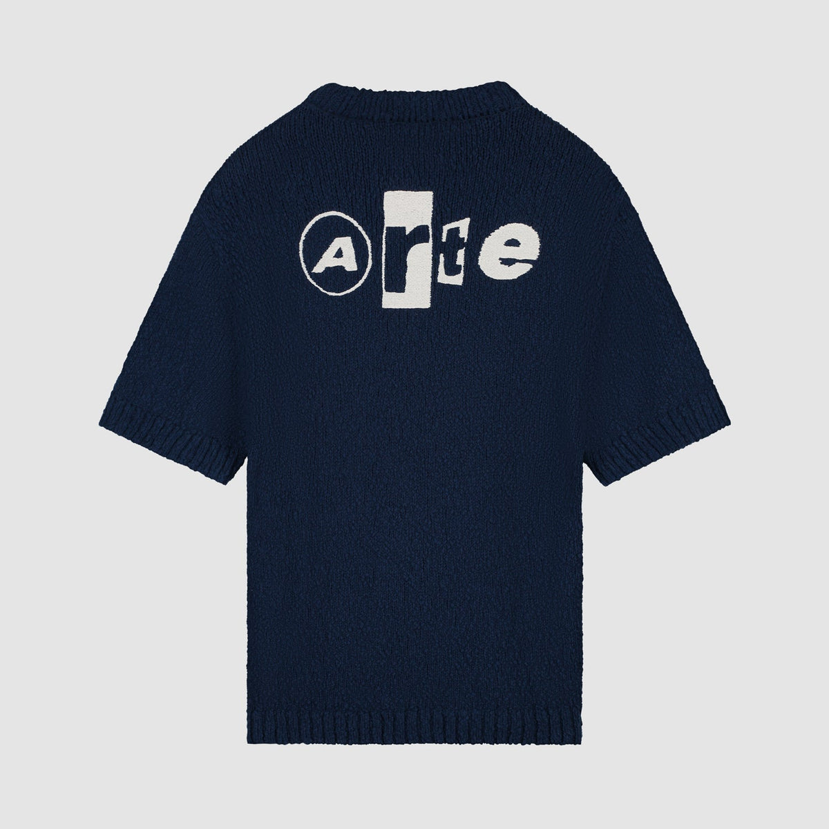 T-shirt en maille avec motif graphique au dos - Bleu marine