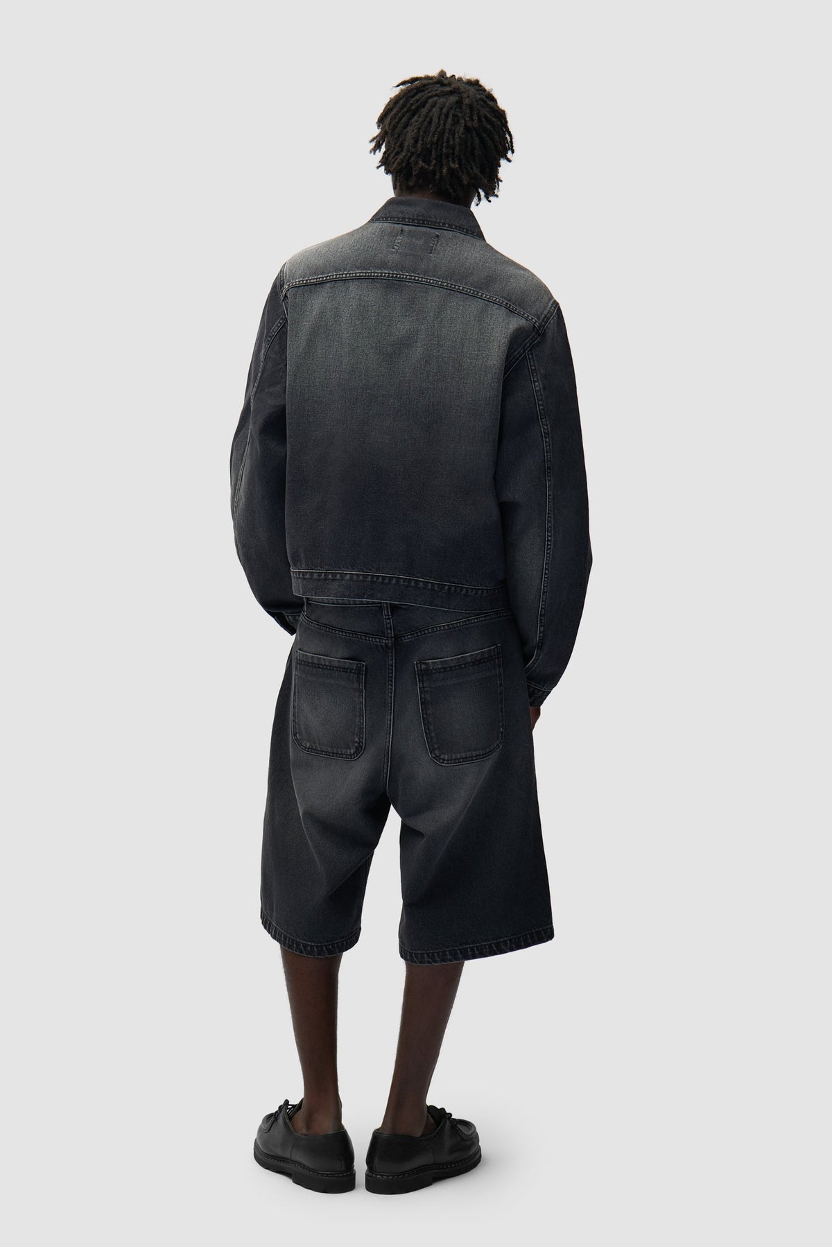 Veste en jean à poches plissées - Noir délavé