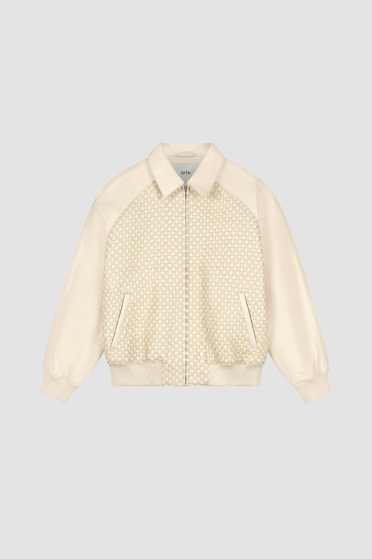 Veste en cuir carrée - Crème