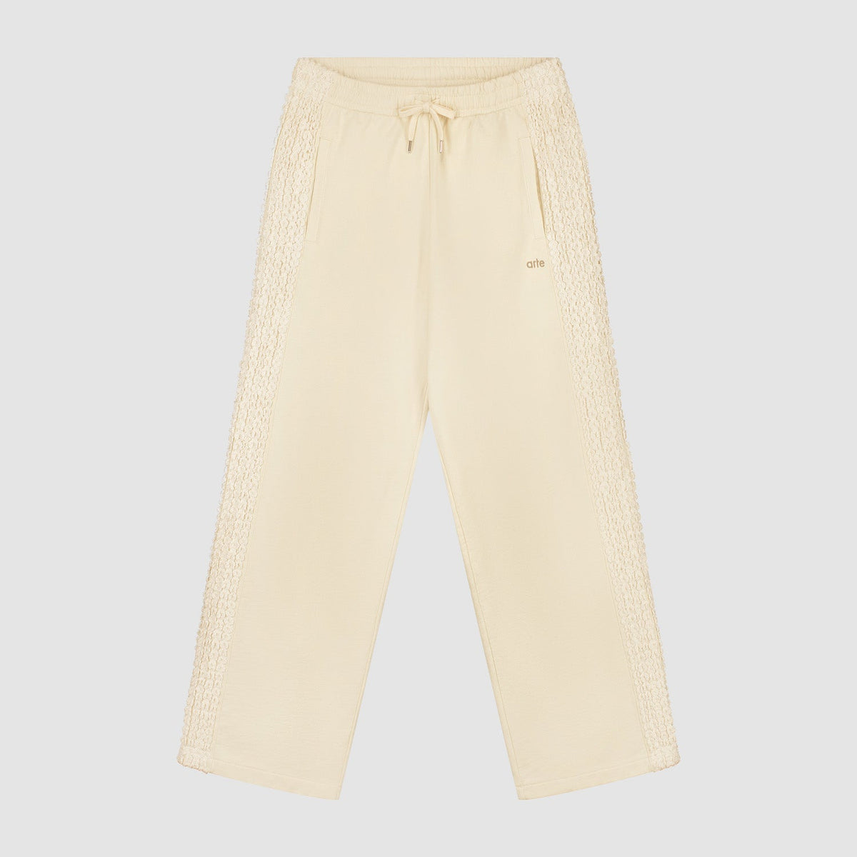 Pantalon à bandes fleuries - Crème