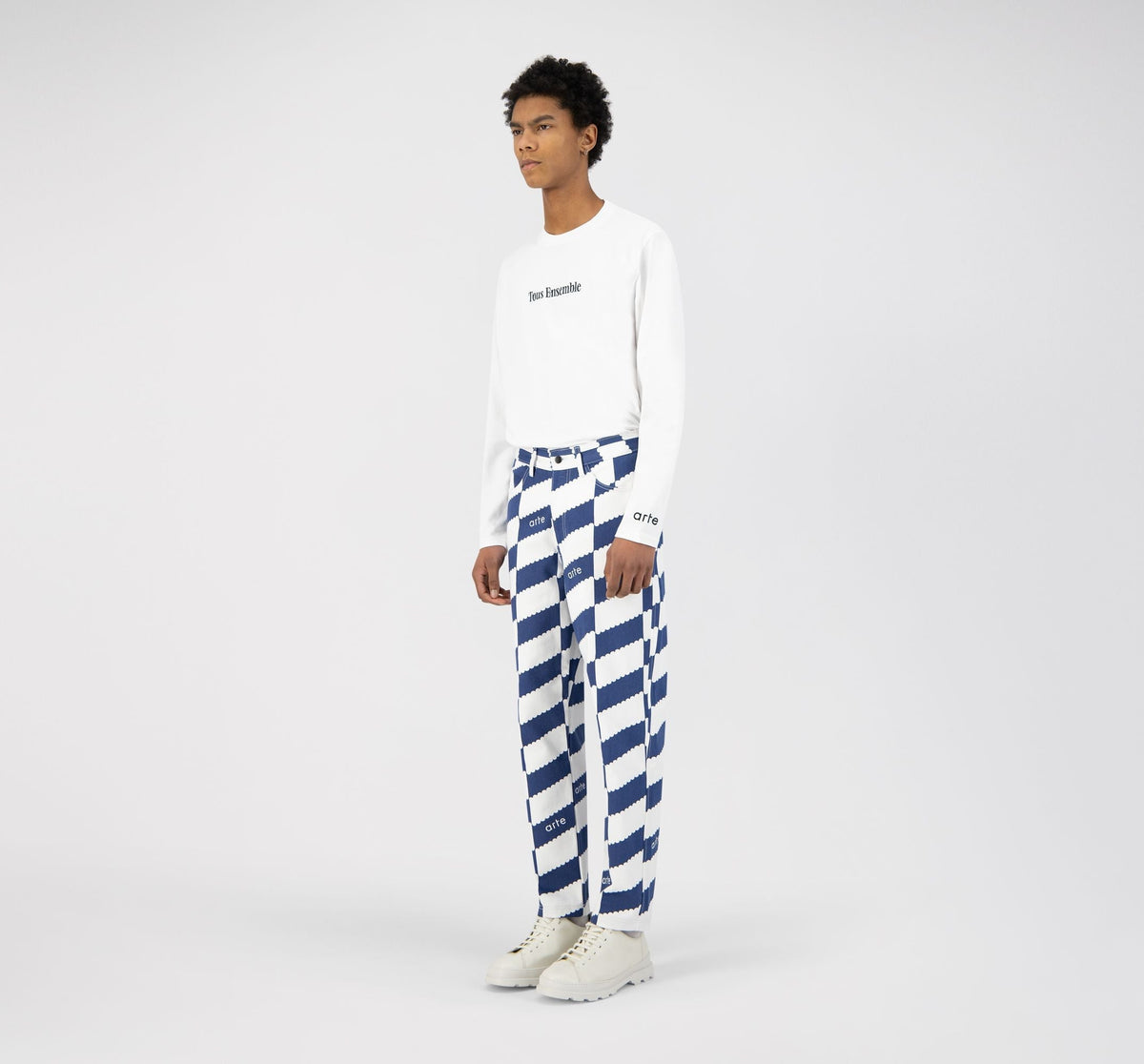 Pantalon Jean Dia - Blanc/Marine