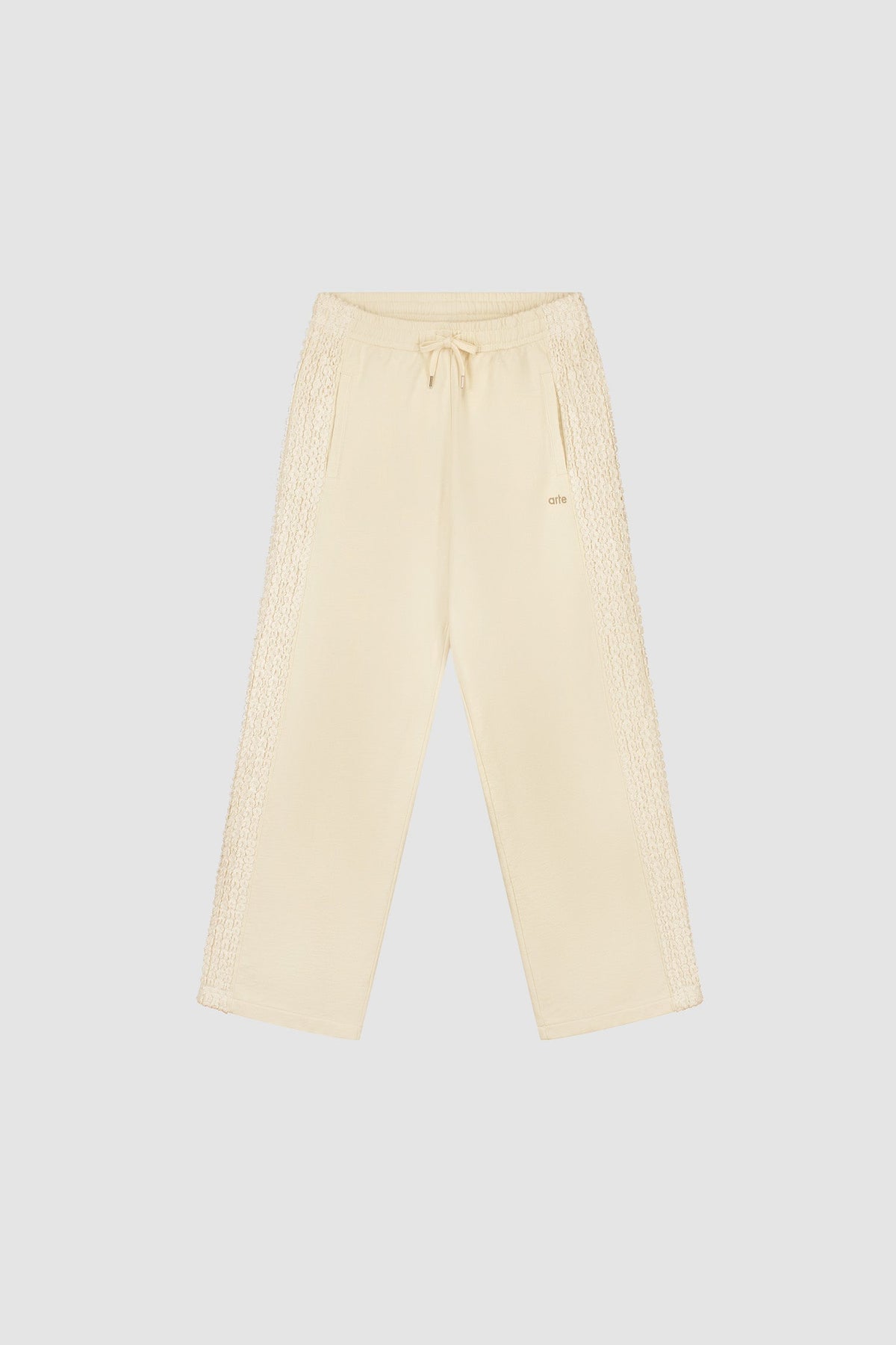 Pantalon à bandes fleuries - Crème
